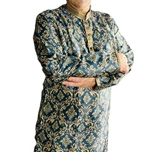 Mens Silk Digital print super soft Indian Kurta Set - Picture 5 of 6